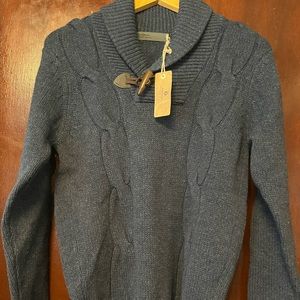 Men’s Onassis 100% Lamb Wool Indigo Cable Pullover
